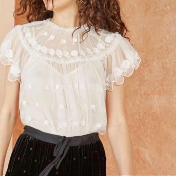 Ulla Johnson Tops - Ulla Johnson Lace Bisou Top, Pearl, Size 2, NWOT